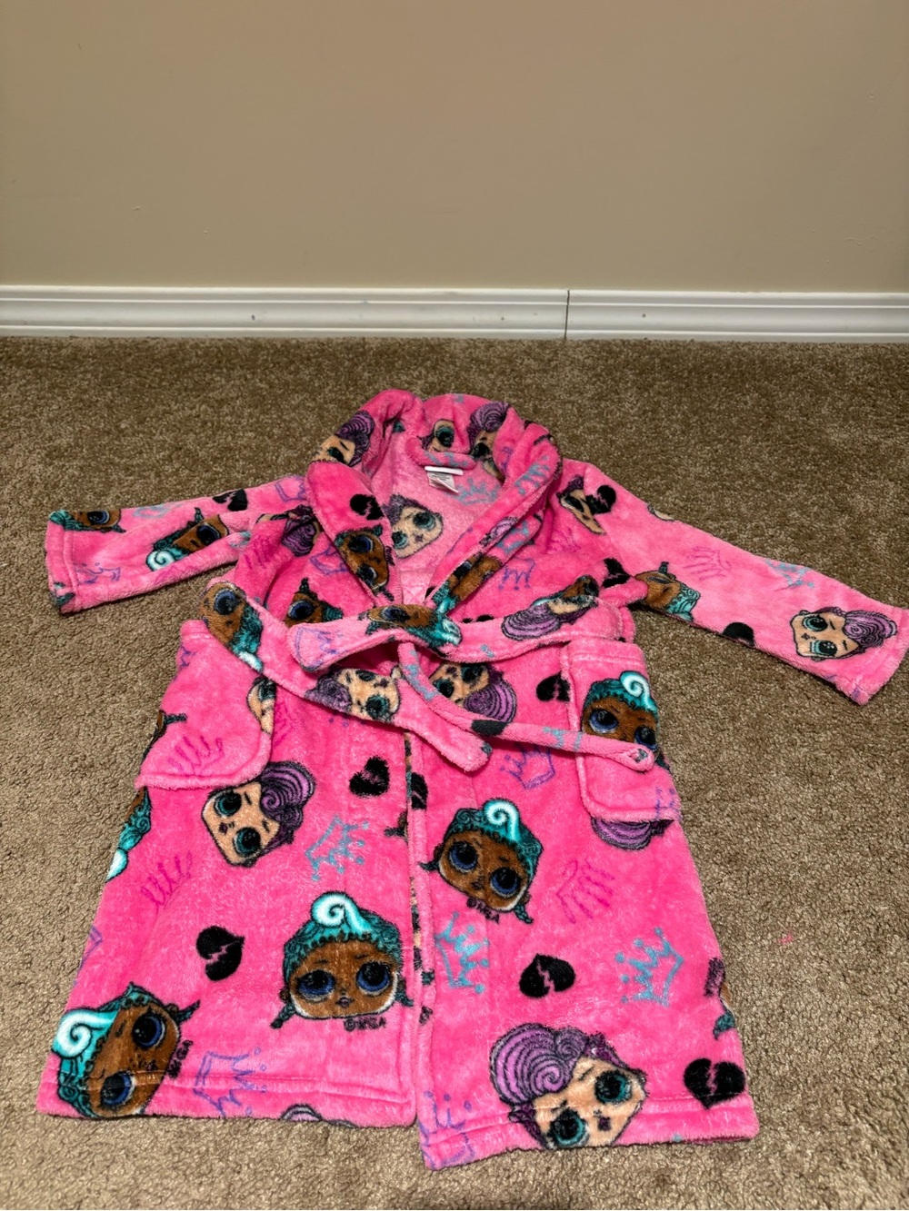 L.O.L. Surprise! Pink Plush Kids Robe with Character Print